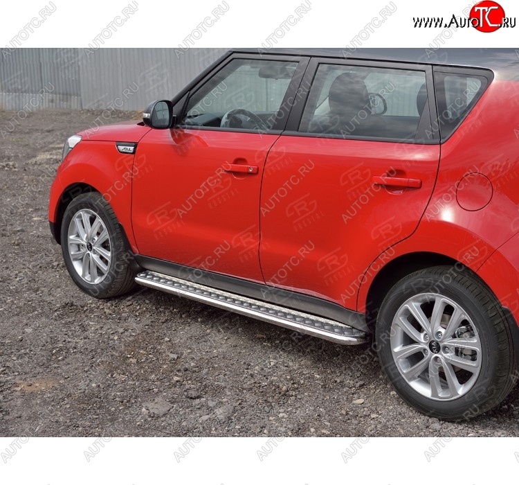 24 649 р. Широкая защита порогов с трубой диаметром 42 мм SLITKOFF v1 KIA Soul PS дорестайлинг (2014-2016)  с доставкой в г. Воронеж