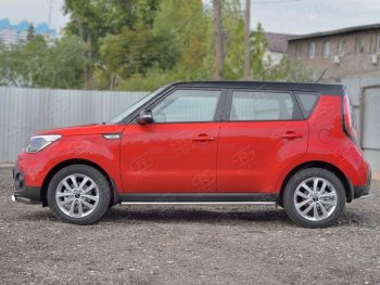 17 999 р. Защита порогов из круглой трубы диаметром 42 мм SLITKOFF v3 KIA Soul PS дорестайлинг (2014-2016)  с доставкой в г. Воронеж. Увеличить фотографию 2