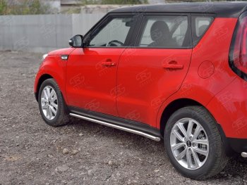 17 999 р. Защита порогов из круглой трубы диаметром 42 мм SLITKOFF v3 KIA Soul PS дорестайлинг (2014-2016)  с доставкой в г. Воронеж. Увеличить фотографию 3