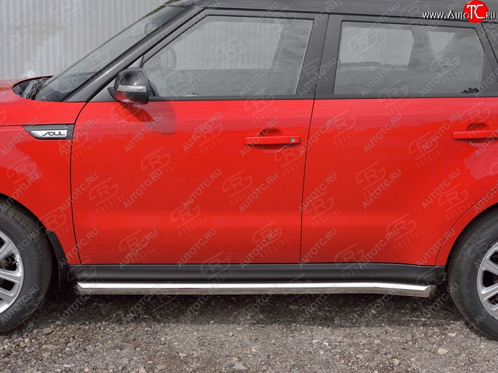 19 999 р. Защита порогов из круглой трубы диаметром 63 мм SLITKOFF v1 KIA Soul PS дорестайлинг (2014-2016)  с доставкой в г. Воронеж