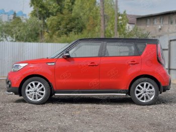 18 799 р. Защита порогов из круглой трубы диаметром 63 мм SLITKOFF v2 KIA Soul PS дорестайлинг (2014-2016)  с доставкой в г. Воронеж. Увеличить фотографию 2