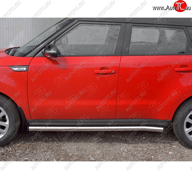 18 799 р. Защита порогов из круглой трубы диаметром 63 мм SLITKOFF v2 KIA Soul PS дорестайлинг (2014-2016)  с доставкой в г. Воронеж