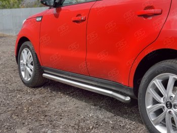 19 999 р. Защита порогов из круглой трубы диаметром 63 мм SLITKOFF v3 KIA Soul PS дорестайлинг (2014-2016)  с доставкой в г. Воронеж. Увеличить фотографию 2