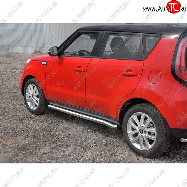 19 999 р. Защита порогов из круглой трубы диаметром 63 мм SLITKOFF v3 KIA Soul PS дорестайлинг (2014-2016)  с доставкой в г. Воронеж