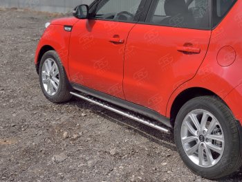 16 649 р. Защита порогов из овальной трубы d75x42 мм с проступью Russtal KIA Soul PS дорестайлинг (2014-2016)  с доставкой в г. Воронеж. Увеличить фотографию 2