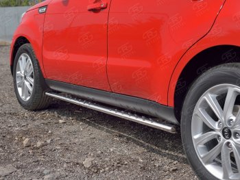 16 649 р. Защита порогов из овальной трубы d75x42 мм с проступью Russtal KIA Soul PS дорестайлинг (2014-2016)  с доставкой в г. Воронеж. Увеличить фотографию 3