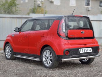 15 249 р. Одинарная защита заднего бампера из трубы диаметром 63 мм SLITKOFF  KIA Soul  PS (2014-2016) дорестайлинг  с доставкой в г. Воронеж. Увеличить фотографию 2