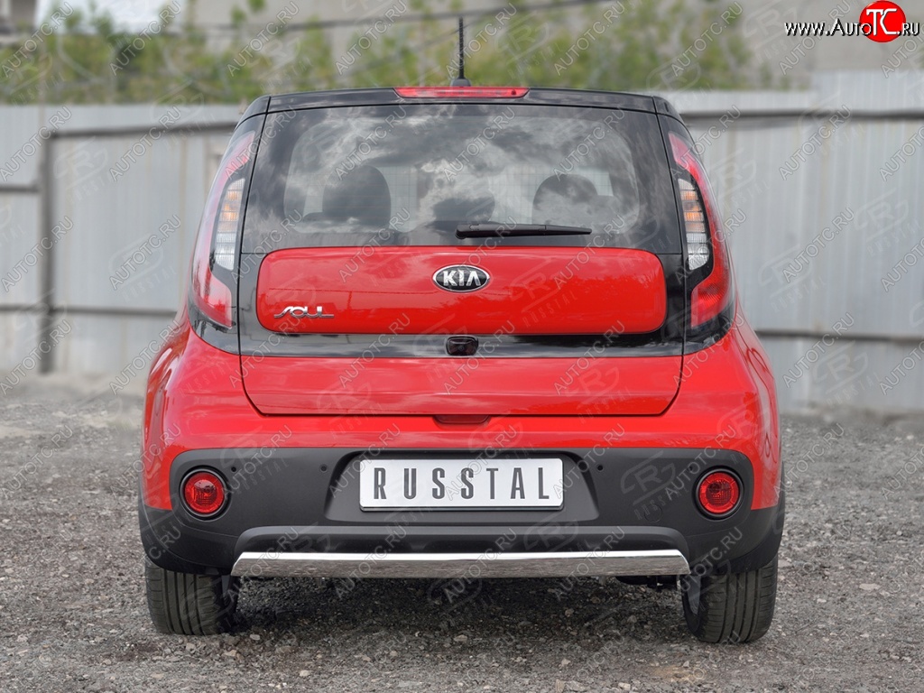 12 999 р. Защита заднего бампера (Ø75x42 мм, нержавейка) Russtal KIA Soul PS дорестайлинг (2014-2016)  с доставкой в г. Воронеж