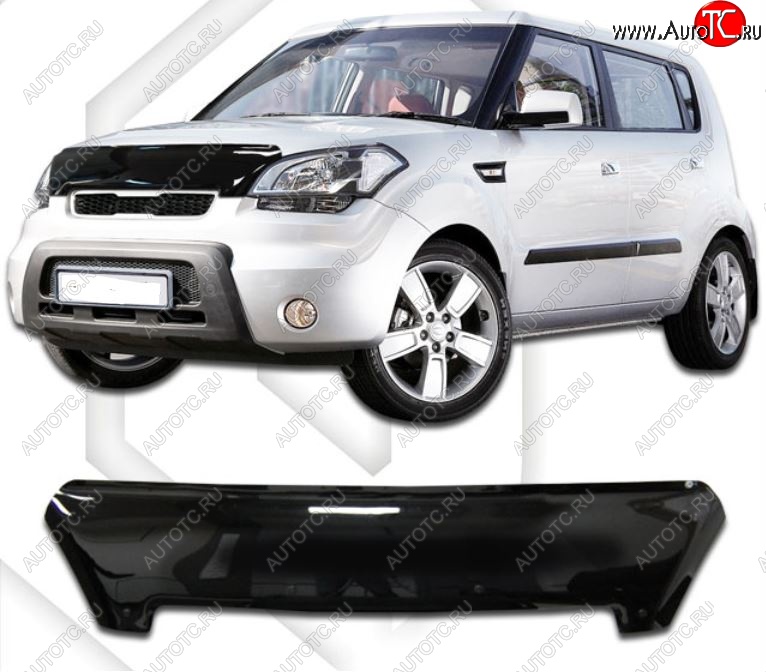 1 999 р. Дефлектор капота CA-Plastic  KIA Soul  AM (2008-2011) дорестайлинг (Classic черный, Без надписи)  с доставкой в г. Воронеж