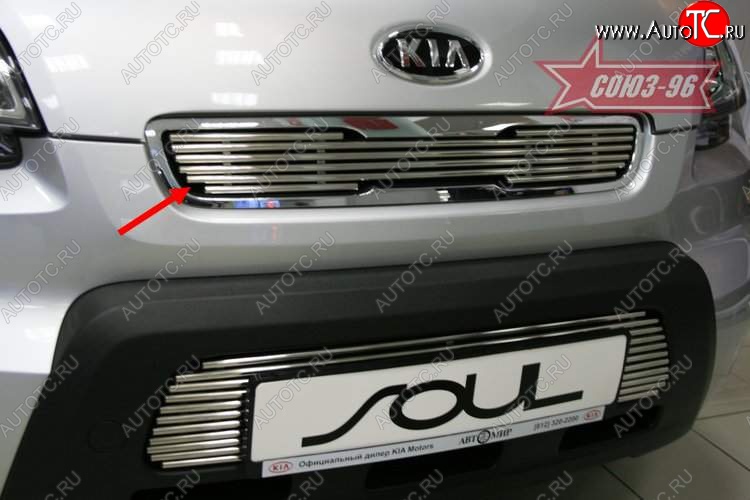 3 194 р. Декоративный элемент решетки радиатора Souz-96 (d10)  KIA Soul  AM (2008-2011) дорестайлинг  с доставкой в г. Воронеж