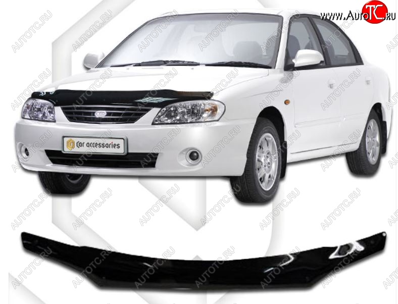 1 999 р. Дефлектор капота CA-Plastic  KIA Spectra (2000-2009) (Classic черный, Без надписи)  с доставкой в г. Воронеж