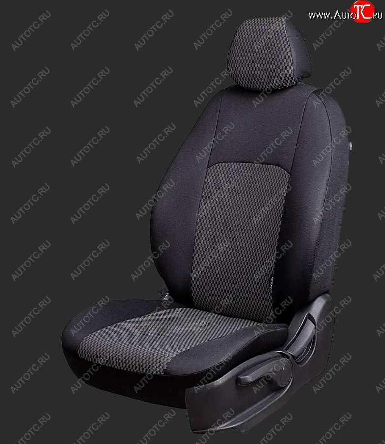 5 399 р. Чехлы для сидений Lord Autofashion Дублин (жаккард, спинка 60/40, 3 П-образных подголовника) KIA Spectra (2000-2009) (Черный, вставка Прямоугольник черный)  с доставкой в г. Воронеж