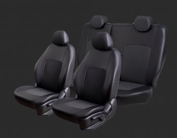 7 249 р. Чехлы для сидений Lord Autofashion Турин (экокожа/жаккард, спинка 60/40, 3 П-образных подголовника)  KIA Spectra (2000-2009) (Черный, вставка жаккард Чёрный Вега)  с доставкой в г. Воронеж. Увеличить фотографию 3