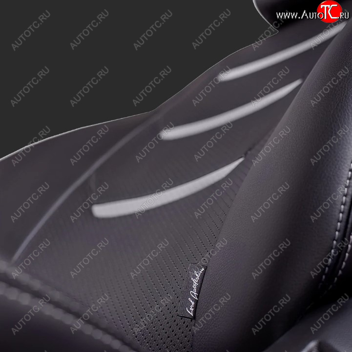 11 899 р. Чехлы для сидений Lord Autofashion Турин 2 (экокожа, спинка 60/40, 3 П-образных подголовника) KIA Spectra (2000-2009) (Черный, вставка черная/серая, строчка серая)  с доставкой в г. Воронеж