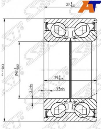 Подшипник передней ступицы SAT (4WD, 42-76-39) Hyundai IX35 LM рестайлинг (2013-2018)
