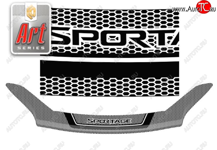 2 299 р. Дефлектор капота CA-Plastiс  KIA Sportage  4 QL (2016-2022) дорестайлинг, рестайлинг (Серия Art серебро)  с доставкой в г. Воронеж
