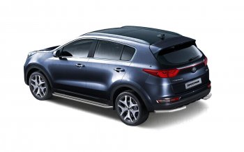 27 449 р. Порожки для ног из трубы Ø51 с алюминиевой площадкой Petroil Tuning  KIA Sportage  4 QL (2016-2022) дорестайлинг, рестайлинг (Нержавеющая полированная сталь)  с доставкой в г. Воронеж. Увеличить фотографию 2