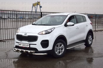 27 449 р. Порожки для ног из трубы Ø51 с алюминиевой площадкой Petroil Tuning  KIA Sportage  4 QL (2016-2022) дорестайлинг, рестайлинг (Нержавеющая полированная сталь)  с доставкой в г. Воронеж. Увеличить фотографию 3
