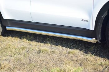 25 749 р. Защита порогов вогнутая из трубы Ø63 Petroil Tuning  KIA Sportage  4 QL (2016-2022) дорестайлинг, рестайлинг (Нержавеющая полированная сталь)  с доставкой в г. Воронеж. Увеличить фотографию 2