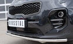 11 399 р. Защита переднего бампера (Ø42 мм, нержавейка) SLITKOFF  KIA Sportage  4 QL (2016-2018) дорестайлинг  с доставкой в г. Воронеж. Увеличить фотографию 4