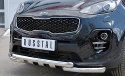 24 999 р. Защита переднего бампера (2 трубы Ø63 мм с зубами, нержавейка) SLITKOFF  KIA Sportage  4 QL (2016-2018) дорестайлинг  с доставкой в г. Воронеж. Увеличить фотографию 3