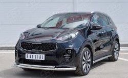 16 999 р. Защита переднего бампера (2 трубыØ63 и 42 мм, нержавейка) SLITKOFF  KIA Sportage  4 QL (2016-2018) дорестайлинг  с доставкой в г. Воронеж. Увеличить фотографию 2