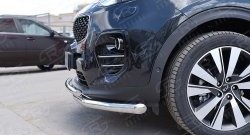 16 999 р. Защита переднего бампера (2 трубыØ63 и 42 мм, нержавейка) SLITKOFF  KIA Sportage  4 QL (2016-2018) дорестайлинг  с доставкой в г. Воронеж. Увеличить фотографию 3