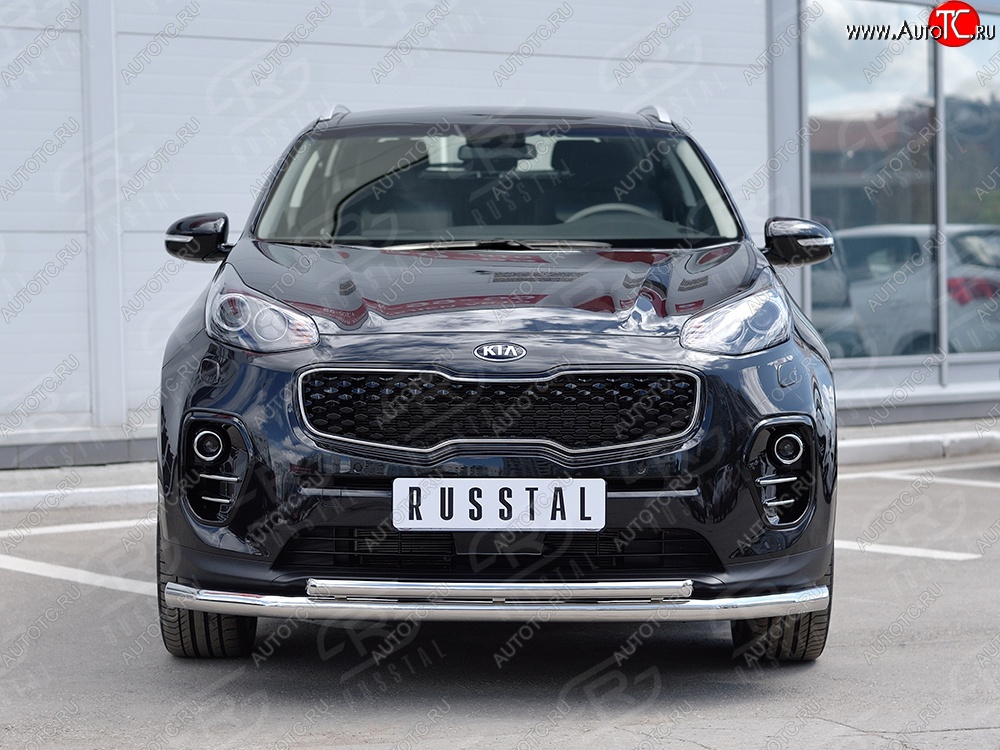 16 999 р. Защита переднего бампера (2 трубыØ63 и 42 мм, нержавейка) SLITKOFF  KIA Sportage  4 QL (2016-2018) дорестайлинг  с доставкой в г. Воронеж