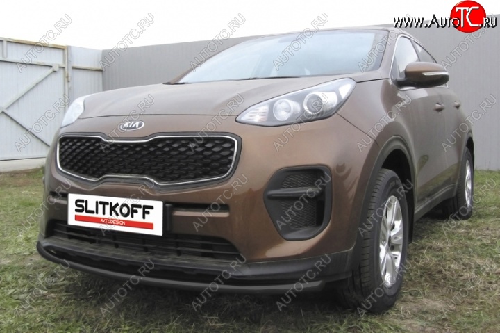 8 349 р. Защита переднего бампера из трубы d42 Slitkoff  KIA Sportage  4 QL (2016-2018) дорестайлинг (Цвет: серебристый)  с доставкой в г. Воронеж