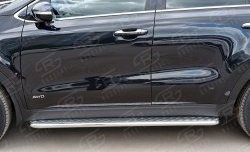 24 649 р. Порожки для ног (Ø42) SLITKOFF  KIA Sportage  4 QL (2016-2018) дорестайлинг (лист - алюминий, профиль - нержавейка)  с доставкой в г. Воронеж. Увеличить фотографию 2