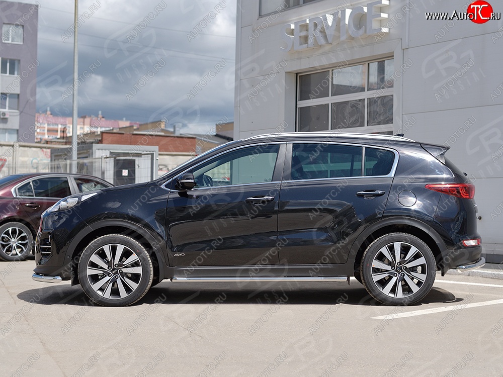 14 999 р. Защита порогов из круглой трубы диаметром 42 мм SLITKOFF  KIA Sportage  4 QL (2016-2018) дорестайлинг  с доставкой в г. Воронеж