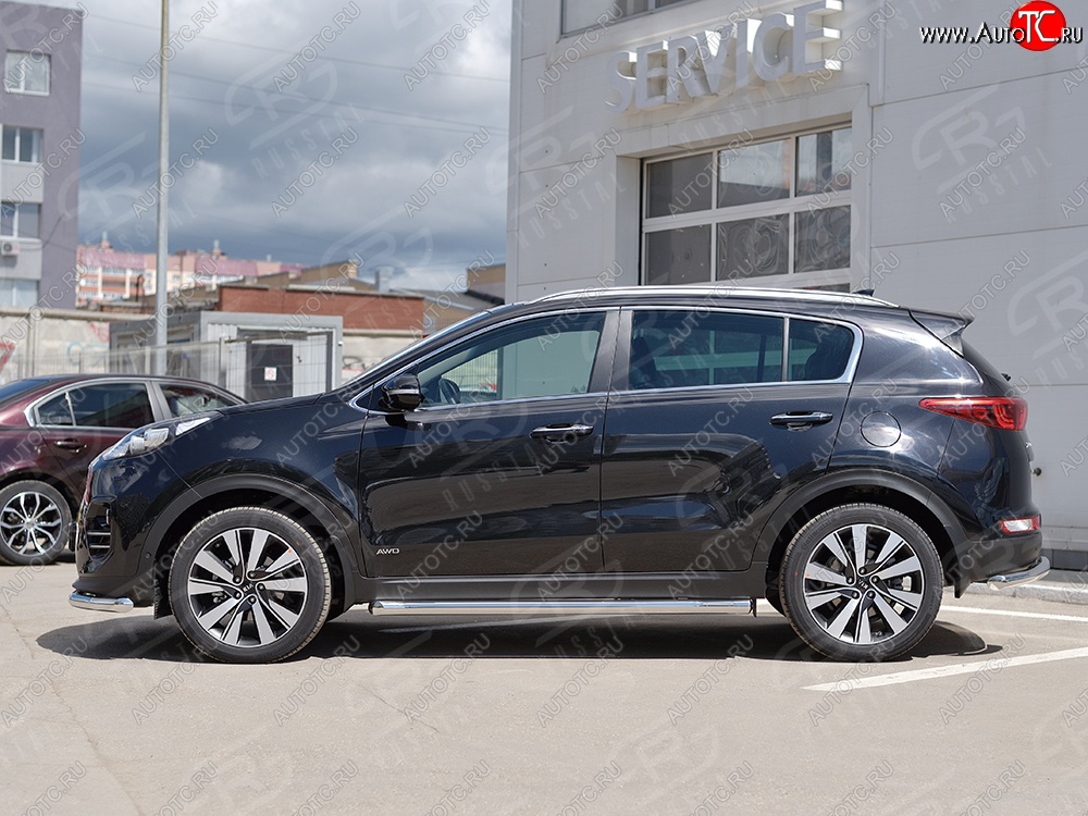 21 599 р. Защита порогов из круглой трубы диаметром 63 мм SLITKOFF  KIA Sportage  4 QL (2016-2018) дорестайлинг  с доставкой в г. Воронеж