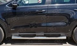 24 549 р. Защита порогов с пластиковыми вставками для ног из круглой трубы диаметром 76 мм SLITKOFF  KIA Sportage  4 QL (2016-2018) дорестайлинг  с доставкой в г. Воронеж. Увеличить фотографию 4