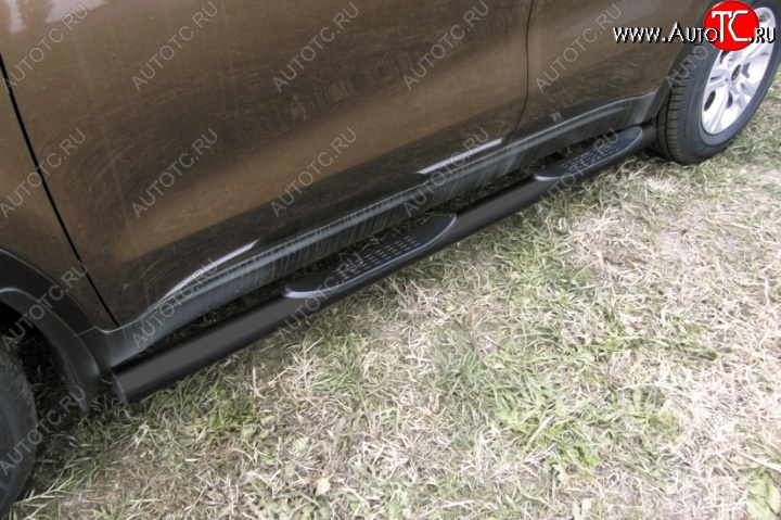 12 999 р. Защита порогов из труб d76 Slitkoff (с проступью)  KIA Sportage  4 QL (2016-2018) дорестайлинг (Цвет: серебристый)  с доставкой в г. Воронеж