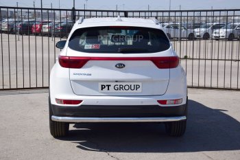 16 989 р. Защита заднего бампера PT GROUP одинарная Ø63мм (НПС) KIA Sportage 2016-2018)  KIA Sportage  4 QL (2016-2018) дорестайлинг (Нержавеющая полированная сталь)  с доставкой в г. Воронеж. Увеличить фотографию 3