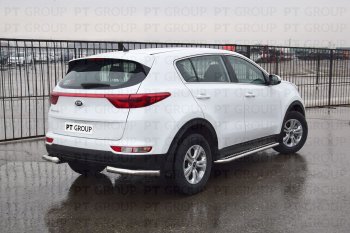 16 989 р. Защита заднего бампера Petroil Tuning (уголки, d63)  KIA Sportage  4 QL (2016-2018) дорестайлинг (Нержавеющая полированная сталь)  с доставкой в г. Воронеж. Увеличить фотографию 2