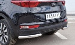 16 999 р. Защита заднего бампера (Ø63 мм уголки, нержавейка) SLITKOFF  KIA Sportage  4 QL (2016-2018) дорестайлинг  с доставкой в г. Воронеж. Увеличить фотографию 2
