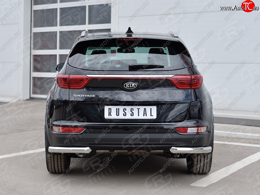 16 999 р. Защита заднего бампера (Ø63 мм уголки, нержавейка) SLITKOFF  KIA Sportage  4 QL (2016-2018) дорестайлинг  с доставкой в г. Воронеж