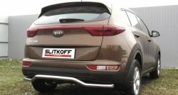 11 949 р. Защита заднего бампера Slitkoff (Ø 57, волна)  KIA Sportage  4 QL (2016-2018) дорестайлинг (Нержавеющая сталь)  с доставкой в г. Воронеж. Увеличить фотографию 2