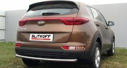 11 749 р. Защита заднего бампера из трубы диаметром 57 мм Slitkoff  KIA Sportage  4 QL (2016-2018) дорестайлинг (Нержавейка, Полированная)  с доставкой в г. Воронеж. Увеличить фотографию 2