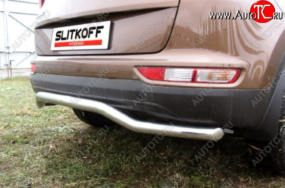 11 949 р. Защита заднего бампера Slitkoff (Ø 57, волна)  KIA Sportage  4 QL (2016-2018) дорестайлинг (Нержавеющая сталь)  с доставкой в г. Воронеж