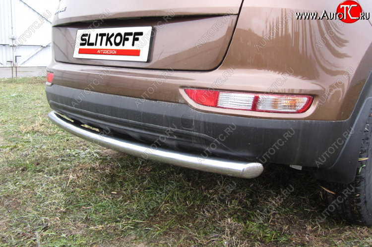 11 749 р. Защита заднего бампера из трубы диаметром 57 мм Slitkoff  KIA Sportage  4 QL (2016-2018) дорестайлинг (Нержавейка, Полированная)  с доставкой в г. Воронеж