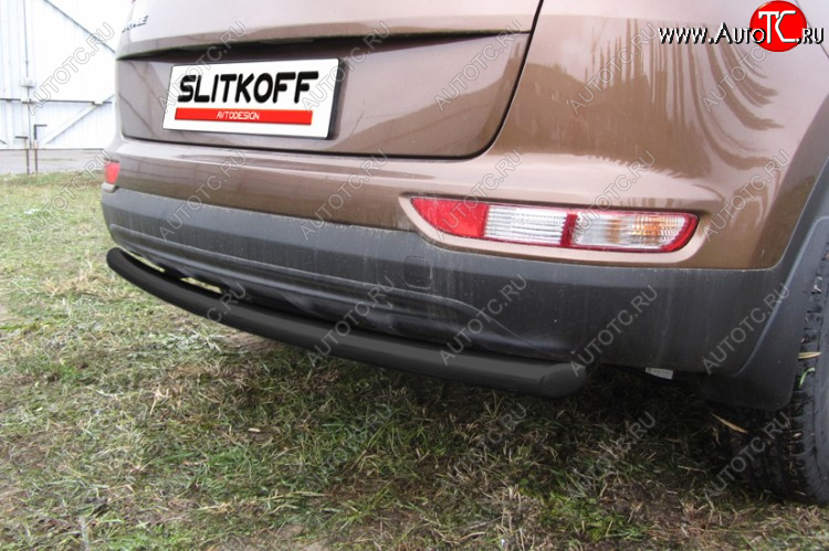 8 199 р. Защита заднего бампера Slitkoff (Ø 57 мм)  KIA Sportage  4 QL (2016-2018) дорестайлинг (Сталь с полимерным покрытием. Цвет: черный)  с доставкой в г. Воронеж