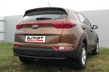 8 199 р. Защита заднего бампера Slitkoff (Ø 57 мм)  KIA Sportage  4 QL (2016-2018) дорестайлинг (Сталь с полимерным покрытием. Цвет: черный)  с доставкой в г. Воронеж. Увеличить фотографию 2