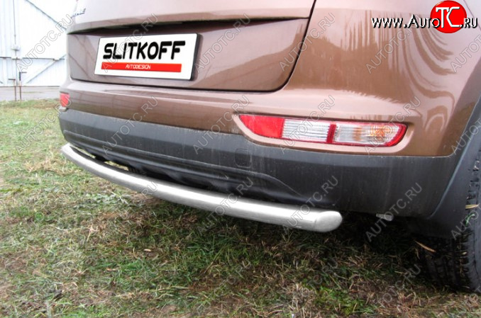 8 199 р. Защита заднего бампера Slitkoff (Ø 57 мм)  KIA Sportage  4 QL (2016-2018) дорестайлинг (Сталь с полимерным покрытием. Цвет: серебристый)  с доставкой в г. Воронеж