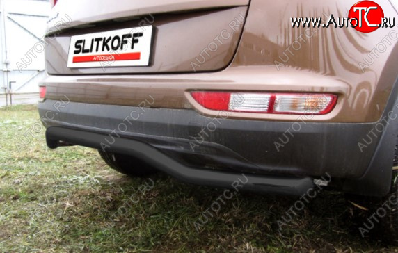 8 349 р. Защита заднего бампера Slitkoff (Ø 57, волна)  KIA Sportage  4 QL (2016-2018) дорестайлинг (Сталь с полимерным покрытием. Цвет: черный)  с доставкой в г. Воронеж