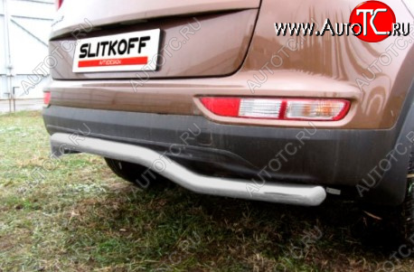 8 349 р. Защита заднего бампера Slitkoff (Ø 57, волна)  KIA Sportage  4 QL (2016-2018) дорестайлинг (Сталь с полимерным покрытием. Цвет: серебристый)  с доставкой в г. Воронеж