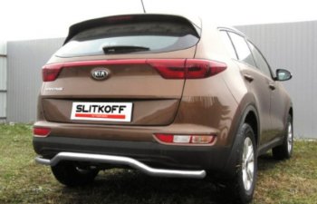 8 349 р. Защита заднего бампера Slitkoff (Ø 57, волна)  KIA Sportage  4 QL (2016-2018) дорестайлинг (Сталь с полимерным покрытием. Цвет: серебристый)  с доставкой в г. Воронеж. Увеличить фотографию 2