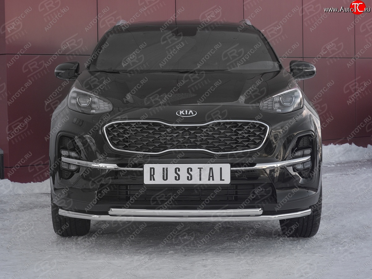 19 999 р. Защита переднего бампера (2 трубы Ø42 мм, нержавейка) SLITKOFF  KIA Sportage  4 QL (2018-2022) рестайлинг  с доставкой в г. Воронеж