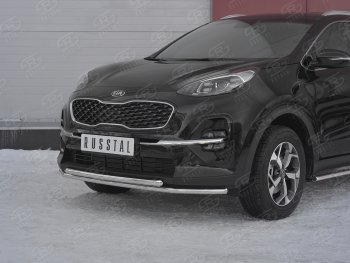 19 999 р. Защита переднего бампера (2 трубы Ø42 мм, нержавейка) SLITKOFF  KIA Sportage  4 QL (2018-2022) рестайлинг  с доставкой в г. Воронеж. Увеличить фотографию 2
